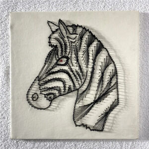Vintage Handmade Zebra  String Art Wall Art